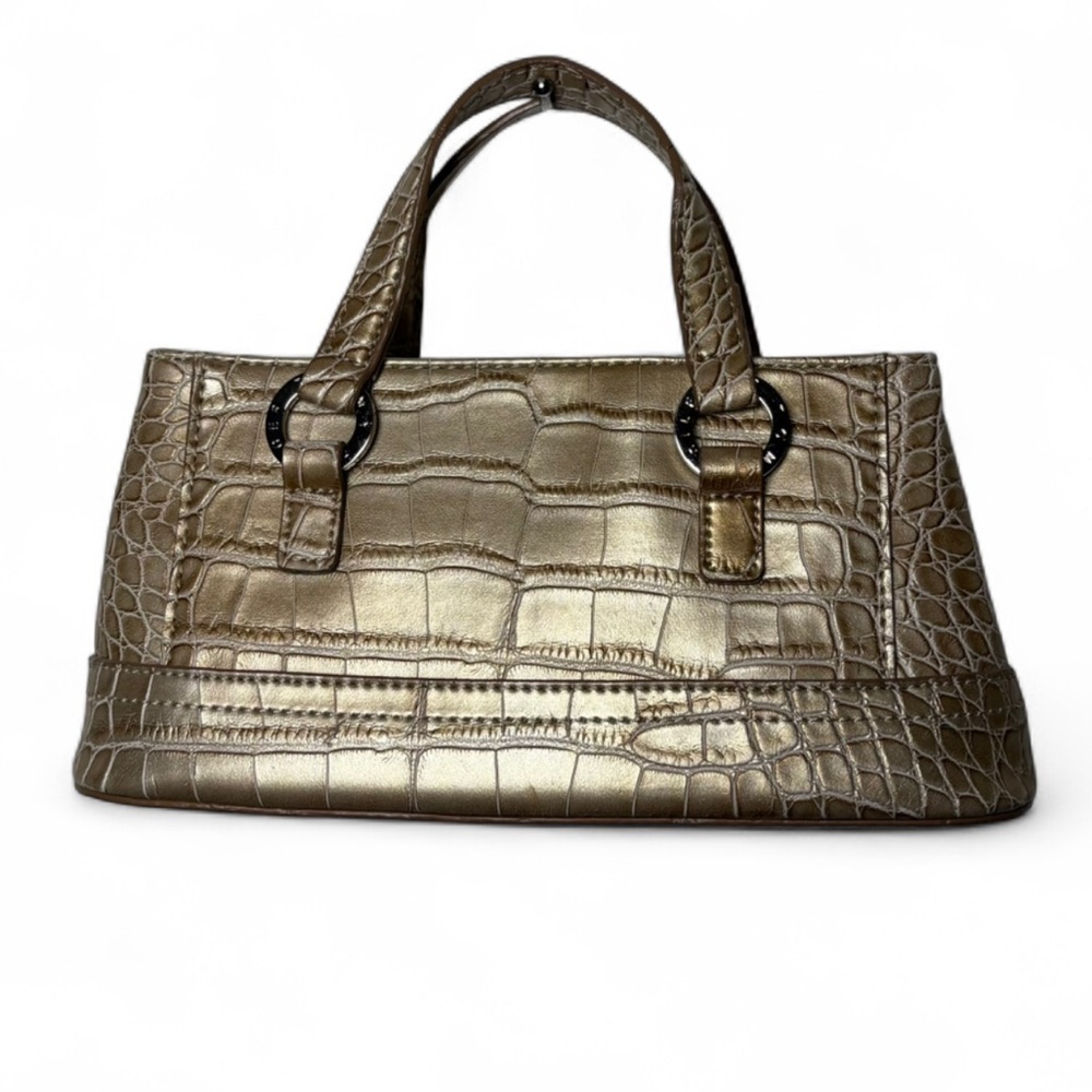 Tommy Hilfiger Crocodile Embossed Small Shoulder Bag Cream Gold